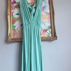 Tiffany colored maxi w wrap/drape multi use straps
